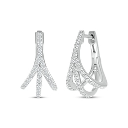 Diamond Split Three-Row Hoop Earrings 1/2 ct tw Sterling Silver