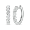 Thumbnail Image 0 of Diamond Twist Textured Hoop Earrings 1/10 ct tw Sterling Silver