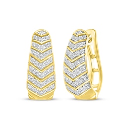 Diamond Chevron Tapered Hoop Earrings 1/2 ct tw 10K Yellow Gold