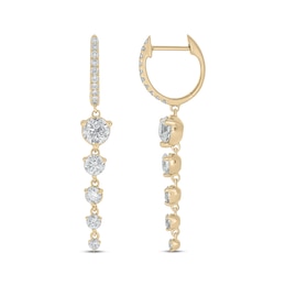 Diamond Graduated Drop Hoop Earrings 1-3/4 ct tw 14K Yellow Gold