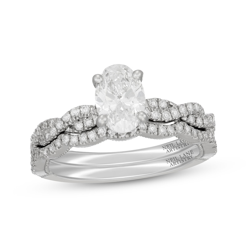 Main Image 1 of Neil Lane Artistry Oval-Cut Lab-Grown Diamond Twist Shank Bridal Set 1-3/8 ct tw 14K White Gold