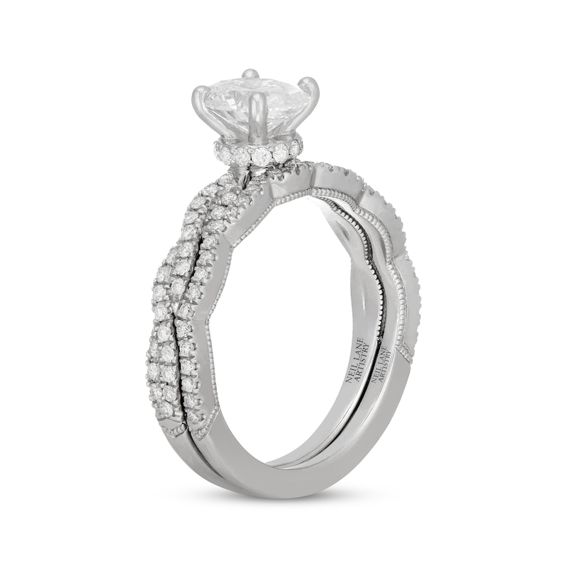 Main Image 2 of Neil Lane Artistry Oval-Cut Lab-Grown Diamond Twist Shank Bridal Set 1-3/8 ct tw 14K White Gold