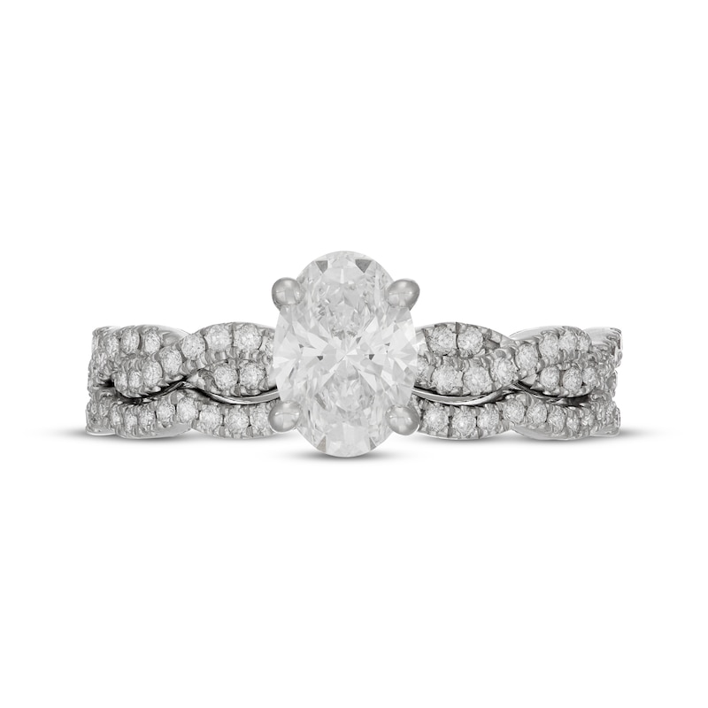 Main Image 3 of Neil Lane Artistry Oval-Cut Lab-Grown Diamond Twist Shank Bridal Set 1-3/8 ct tw 14K White Gold
