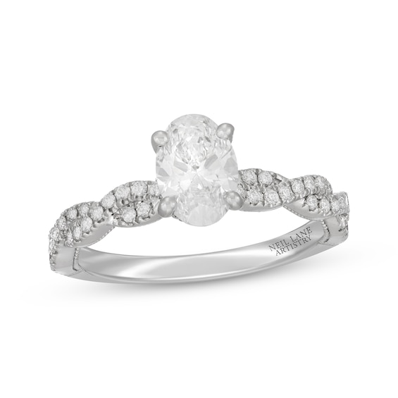 Neil Lane Artistry Oval-Cut Lab-Grown Diamond Twist Shank Engagement Ring 1-1/3 ct tw 14K White Gold