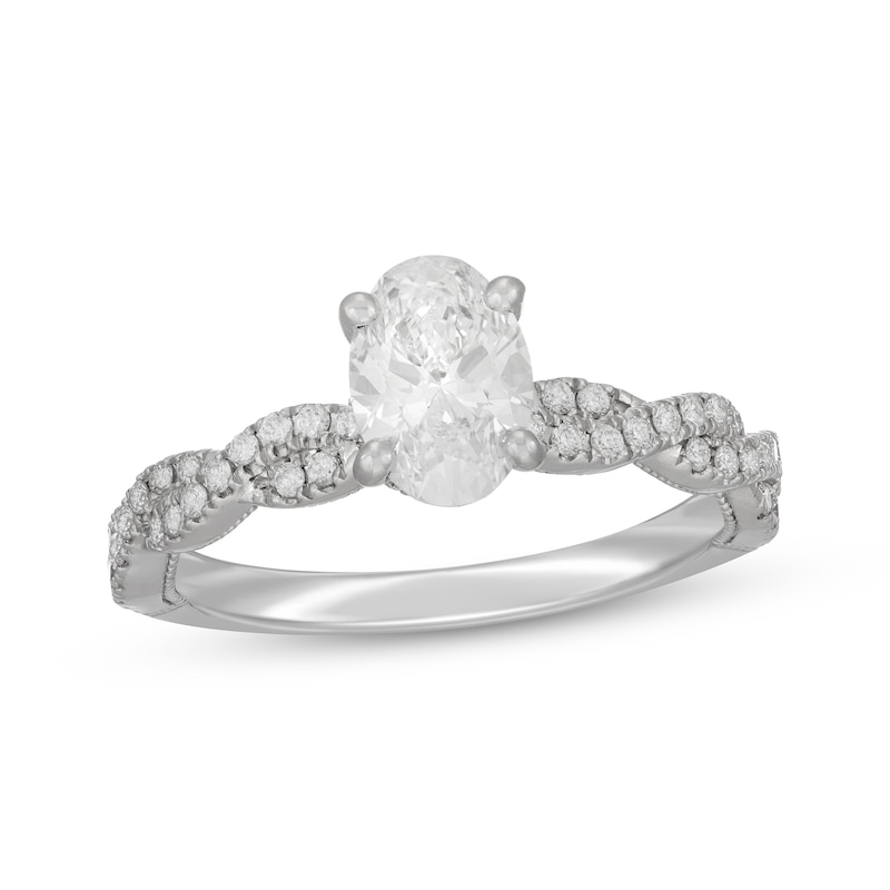 Main Image 1 of Neil Lane Artistry Oval-Cut Lab-Grown Diamond Twist Shank Engagement Ring 1-1/3 ct tw 14K White Gold