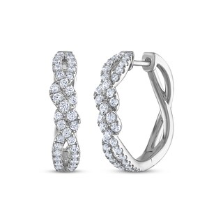 Twisted diamond hoop earrings Clearance