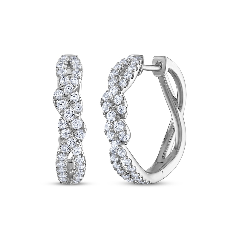Main Image 1 of THE LEO Diamond Twist Hoop Earrings 3/4 ct tw 14K White Gold