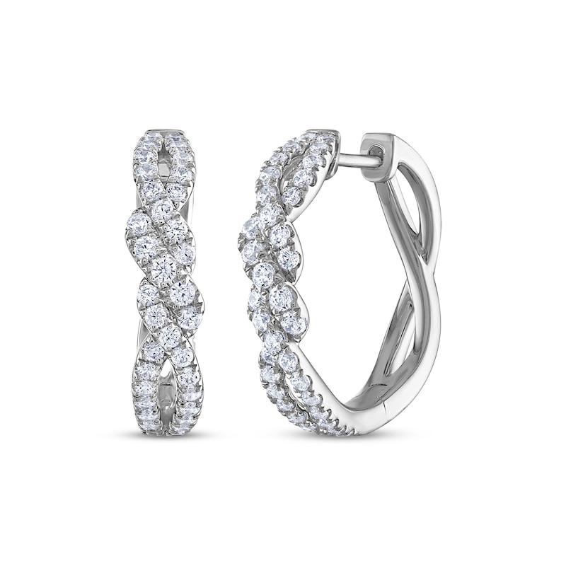 THE LEO Diamond Twist Hoop Earrings 3/4 ct tw 14K White Gold