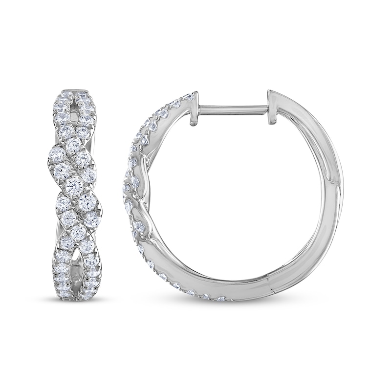 Main Image 3 of THE LEO Diamond Twist Hoop Earrings 3/4 ct tw 14K White Gold
