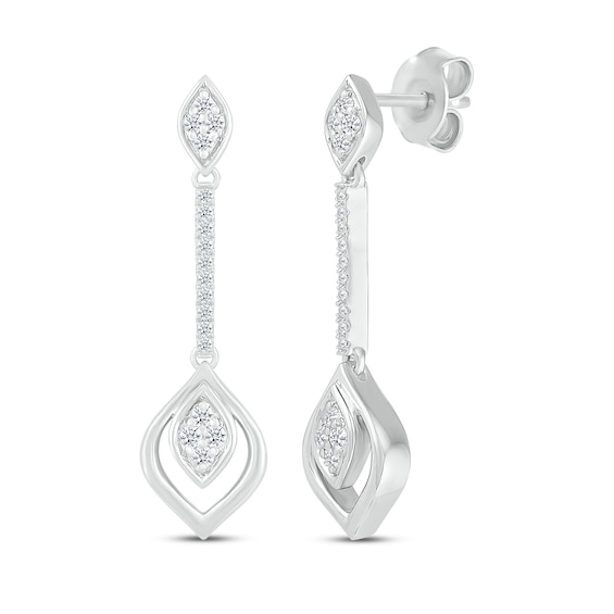 Multi-Diamond Marquise-Shaped Drop Earrings 1/4 ct tw Sterling Silver