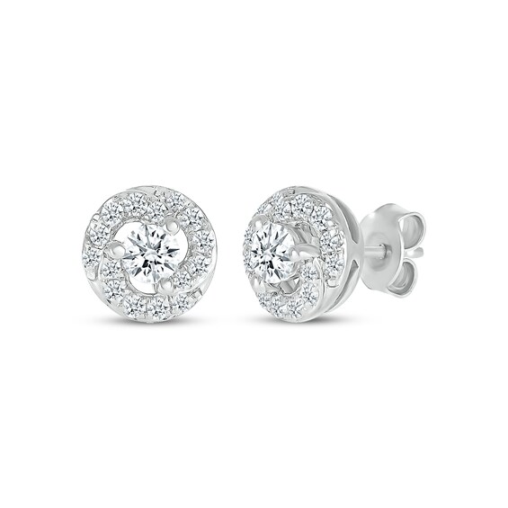 Diamond Circle Swirl Stud Earrings 3/8 ct tw 10K White Gold