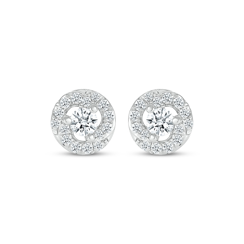 Main Image 2 of Diamond Circle Swirl Stud Earrings 3/8 ct tw 10K White Gold