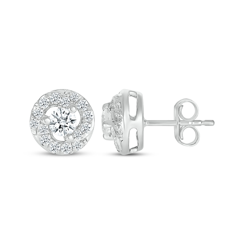 Diamond Circle Swirl Stud Earrings 3/8 ct tw 10K White Gold | Kay