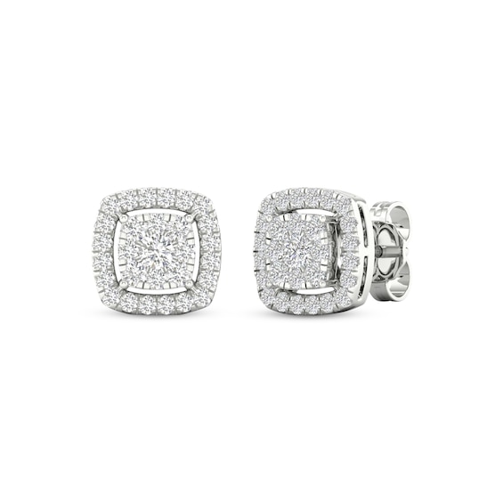 KAY Lab-Grown Diamonds Cushion-Shaped Stud Earrings 1/2 ct tw 10K White Gold