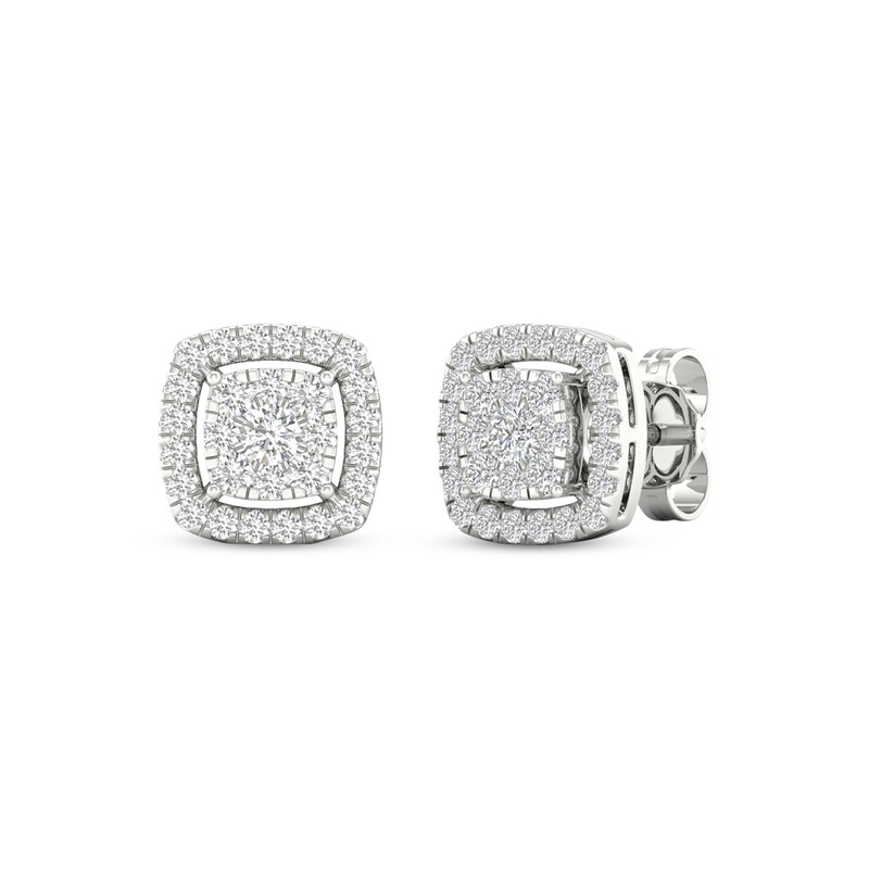 Main Image 1 of KAY Lab-Grown Diamonds Cushion-Shaped Stud Earrings 1/2 ct tw 10K White Gold