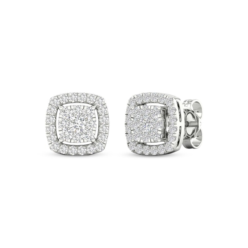 Men's 1/5 CT. T.W. Baguette Diamond Cross Circle Frame Stud Earrings in 10K  Gold