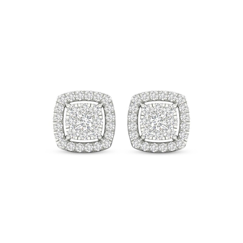 Main Image 2 of KAY Lab-Grown Diamonds Cushion-Shaped Stud Earrings 1/2 ct tw 10K White Gold