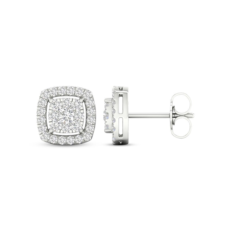 Main Image 3 of KAY Lab-Grown Diamonds Cushion-Shaped Stud Earrings 1/2 ct tw 10K White Gold