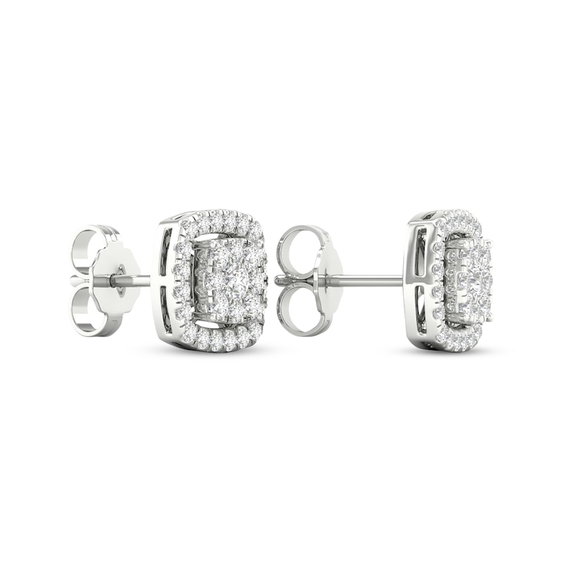 Main Image 4 of KAY Lab-Grown Diamonds Cushion-Shaped Stud Earrings 1/2 ct tw 10K White Gold