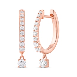 Unstoppable Love Diamond Hoop Dangle Earrings 3/4 ct tw 10K Rose Gold