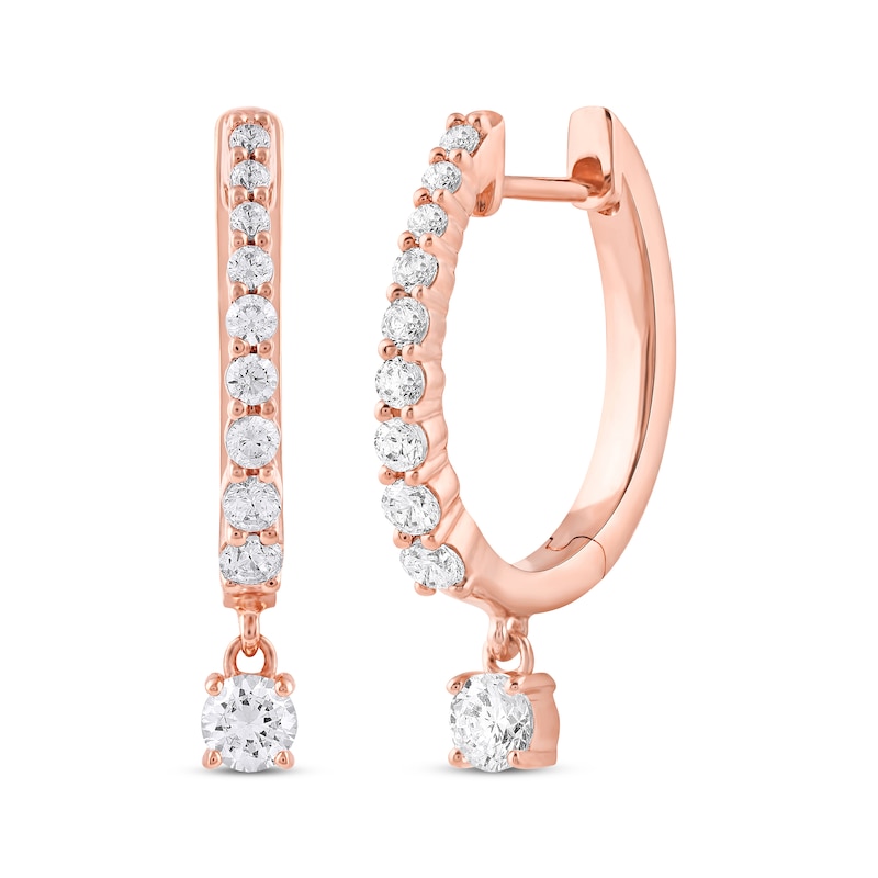 Unstoppable Love Diamond Hoop Dangle Earrings 3/4 ct tw 10K Rose Gold