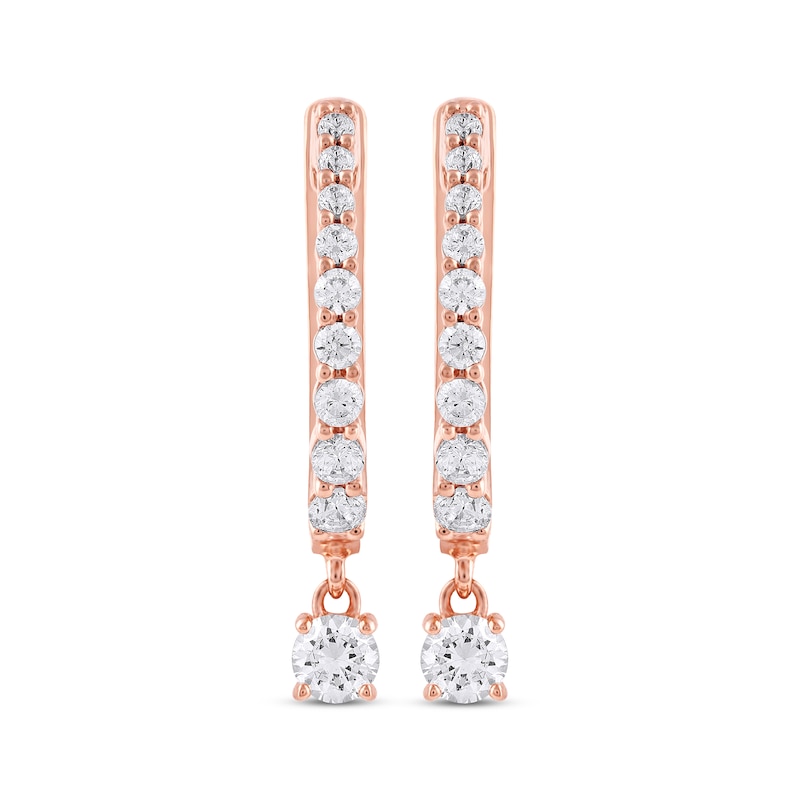 Main Image 2 of Unstoppable Love Diamond Hoop Dangle Earrings 3/4 ct tw 10K Rose Gold