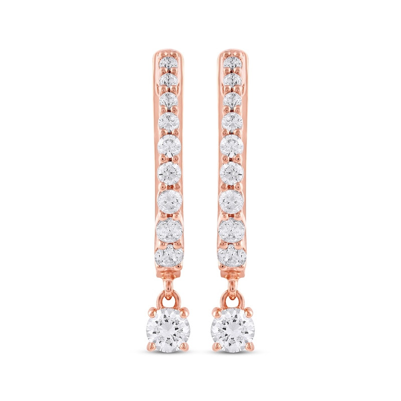 Unstoppable Love Diamond Hoop Dangle Earrings 3/4 ct tw 10K Rose Gold