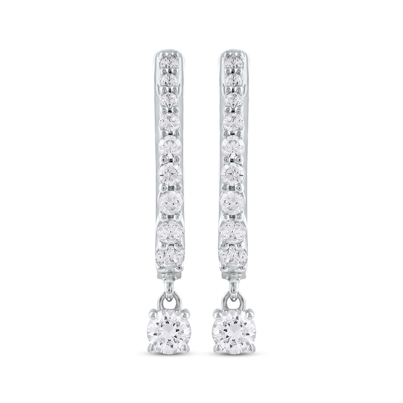 Unstoppable Love Diamond Hoop Dangle Earrings 3/4 ct tw 10K White Gold