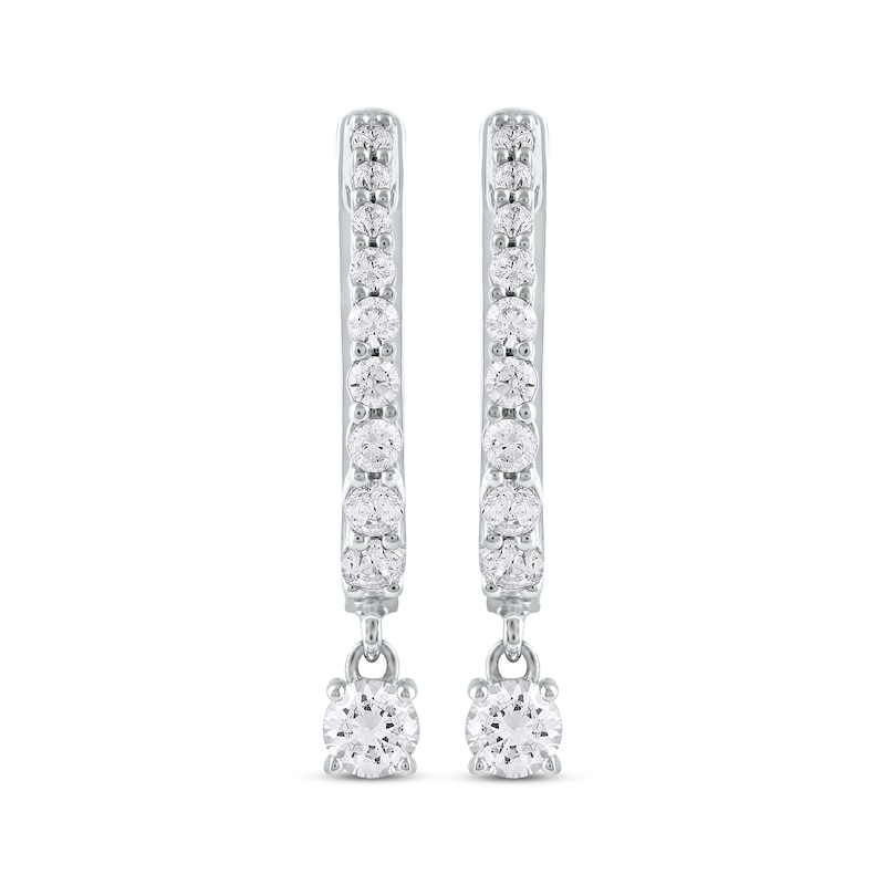 Main Image 2 of Unstoppable Love Diamond Hoop Dangle Earrings 3/4 ct tw 10K White Gold