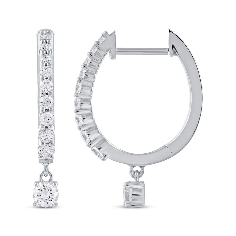 Unstoppable Love Diamond Hoop Dangle Earrings 3/4 ct tw 10K White Gold