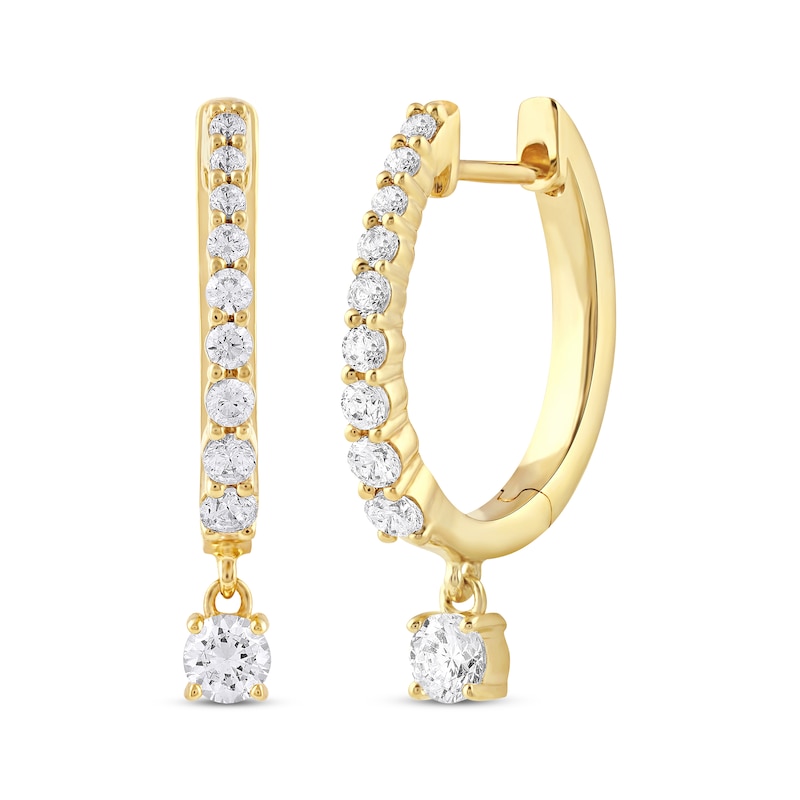 Unstoppable Love Diamond Hoop Dangle Earrings 3/4 ct tw 10K Yellow Gold