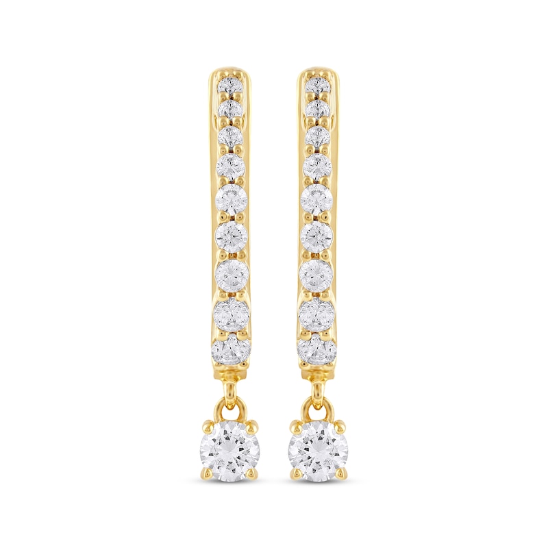 Main Image 2 of Unstoppable Love Diamond Hoop Dangle Earrings 3/4 ct tw 10K Yellow Gold