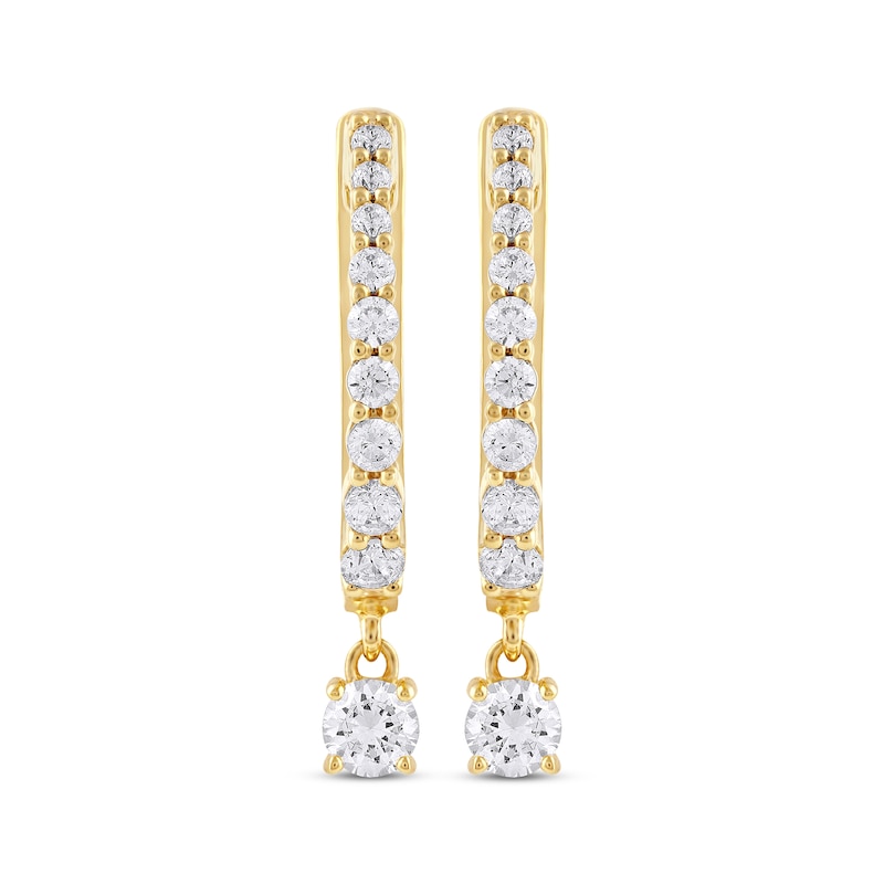 Unstoppable Love Diamond Hoop Dangle Earrings 3/4 ct tw 10K Yellow Gold