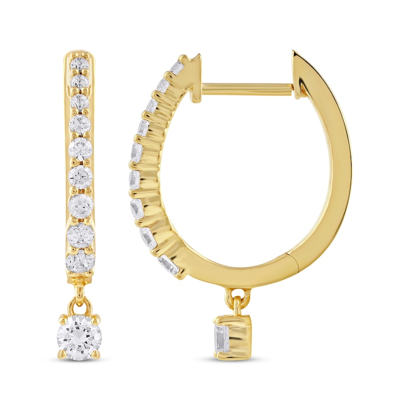 Main Image 3 of Unstoppable Love Diamond Hoop Dangle Earrings 3/4 ct tw 10K Yellow Gold