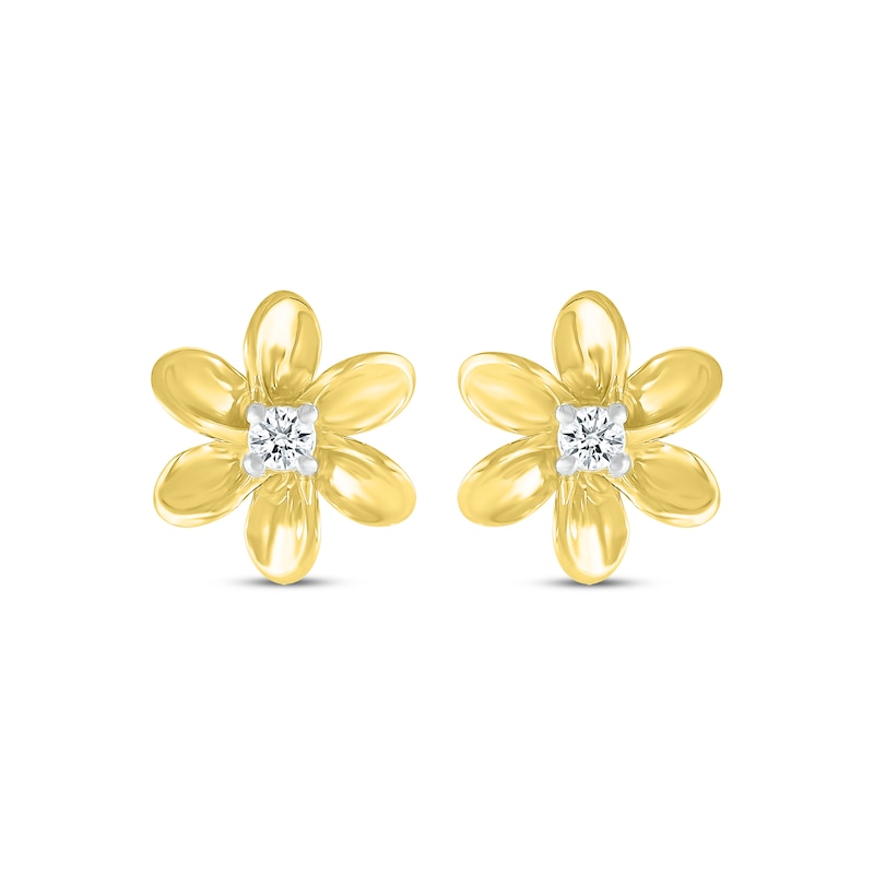 Main Image 2 of Diamond Flower Stud Earrings 1/15 ct tw 10K Yellow Gold