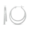Thumbnail Image 3 of Diamond Accent Double Hoop Staggered Earrings Sterling Silver
