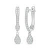 Thumbnail Image 1 of Diamond Teardrop Dangle Hoop Earrings 1/6 ct tw Sterling Silver