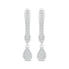 Thumbnail Image 2 of Diamond Teardrop Dangle Hoop Earrings 1/6 ct tw Sterling Silver