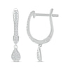 Thumbnail Image 3 of Diamond Teardrop Dangle Hoop Earrings 1/6 ct tw Sterling Silver