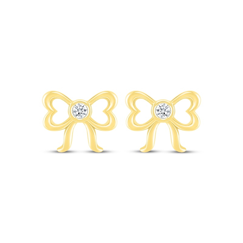 Main Image 2 of Diamond Bow Stud Earrings 1/20 ct tw 10K Yellow Gold