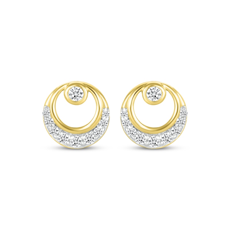 Diamond Circle in Circle Earrings 1/8 ct tw 10K Yellow Gold | Kay