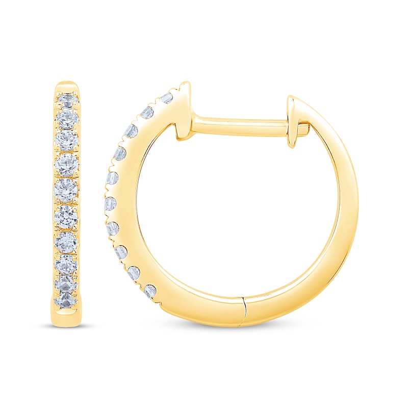 Main Image 3 of Diamond Hoop Earrings 1/6 ct tw 10K Yellow Gold