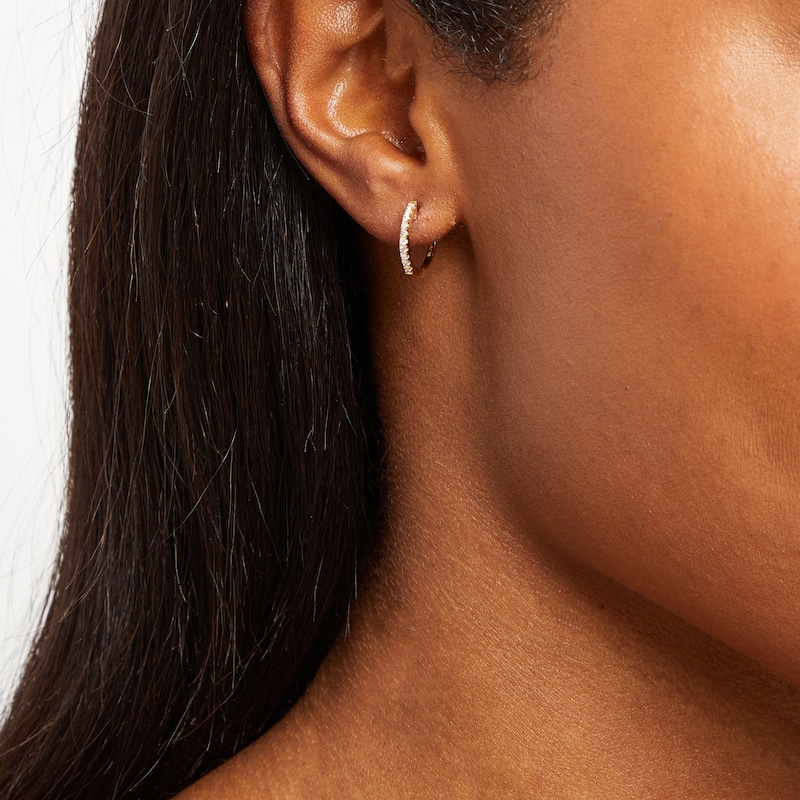 Main Image 4 of Diamond Hoop Earrings 1/6 ct tw 10K Yellow Gold