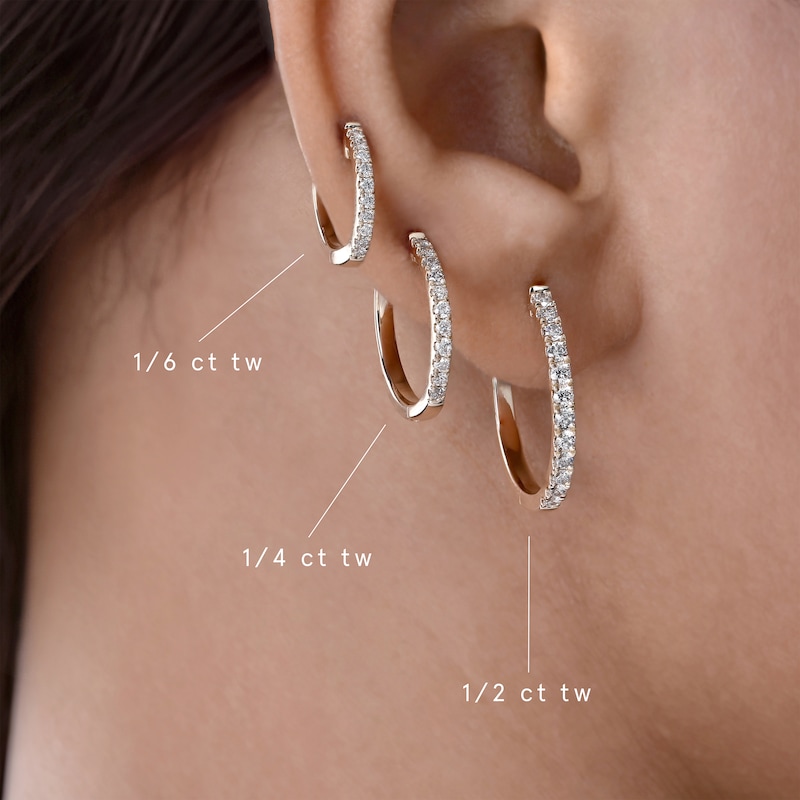 Main Image 5 of Diamond Hoop Earrings 1/6 ct tw 10K Yellow Gold