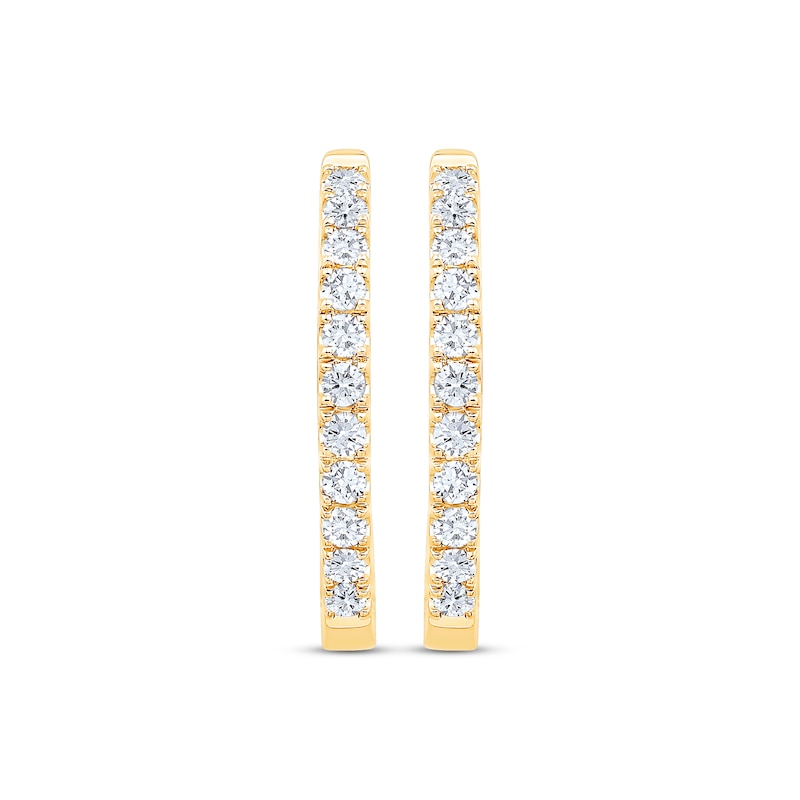 Main Image 2 of Diamond Hoop Earrings 1/4 ct tw 10K Yellow Gold