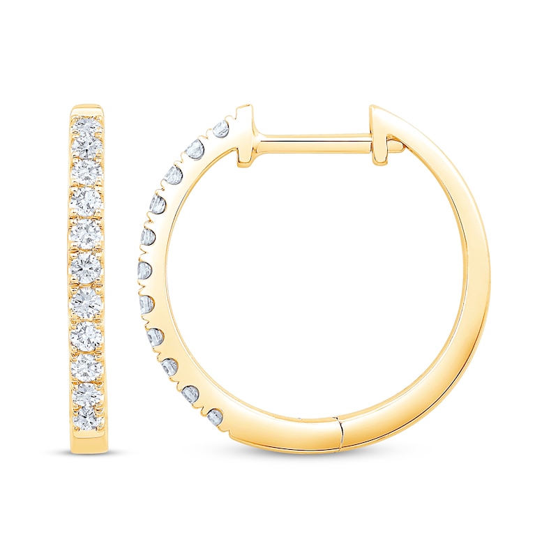 Main Image 3 of Diamond Hoop Earrings 1/4 ct tw 10K Yellow Gold