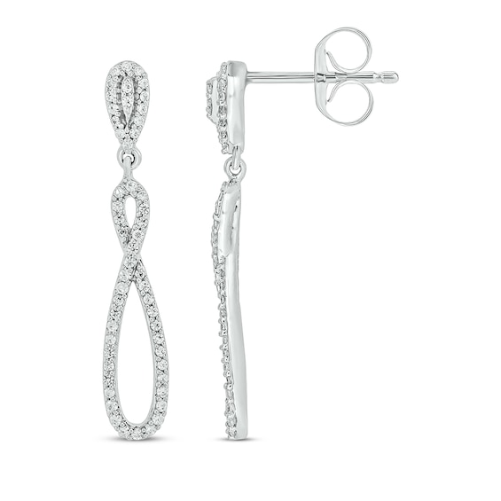 Diamond Infinity Drop Earrings 1/3 ct tw Sterling Silver