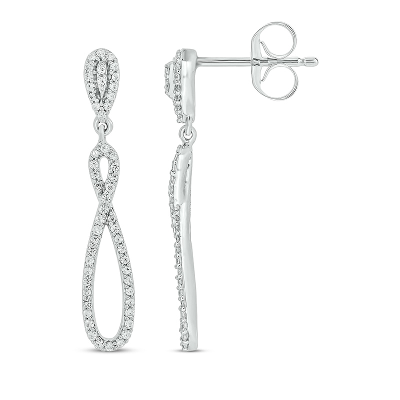 Main Image 1 of Diamond Infinity Drop Earrings 1/3 ct tw Sterling Silver