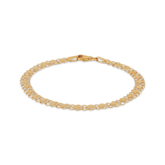 Heart Double Forzatina Bracelet Solid 10K Yellow Gold 7.5"