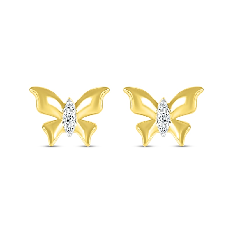 Main Image 2 of Diamond Butterfly Stud Earrings 1/20 ct tw 10K Yellow Gold